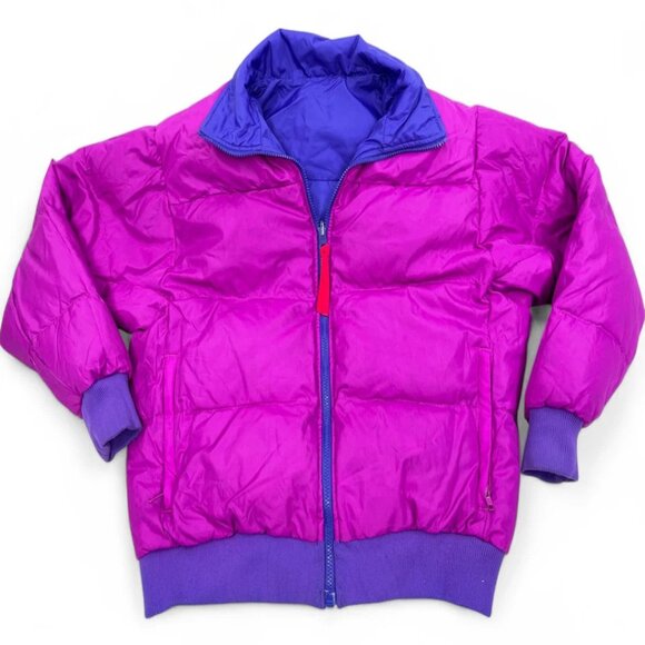 Columbia Vintage Reversible Down Puffer Bomber Ski Snow Board Jacket Women's L - Picture 3 of 8